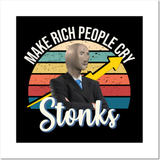 Stonks meme man make hedge funders short sellers cry Posters and Art